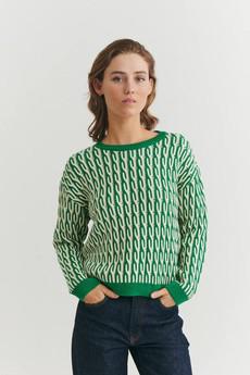 Minie trui - abundant green / white via Brand Mission