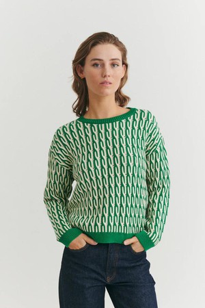 Minie trui - abundant green / white from Brand Mission