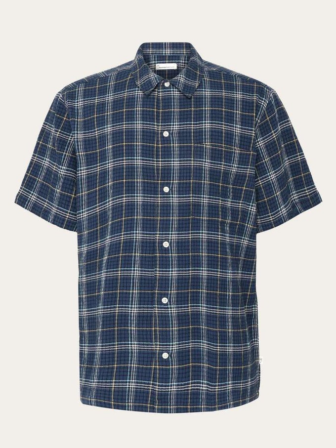 Short sleeve seersucker shirt - blue check from Brand Mission