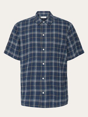 Short sleeve seersucker shirt - blue check from Brand Mission