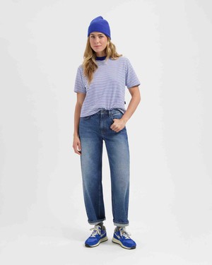 Jill heavy tee - dusk indigo striped from Brand Mission