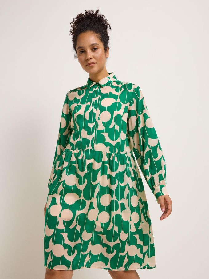 Overhemdblouse jurk - graphic dots green from Brand Mission