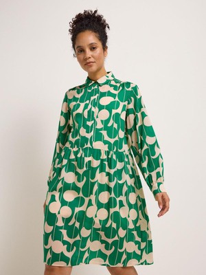 Overhemdblouse jurk - graphic dots green from Brand Mission