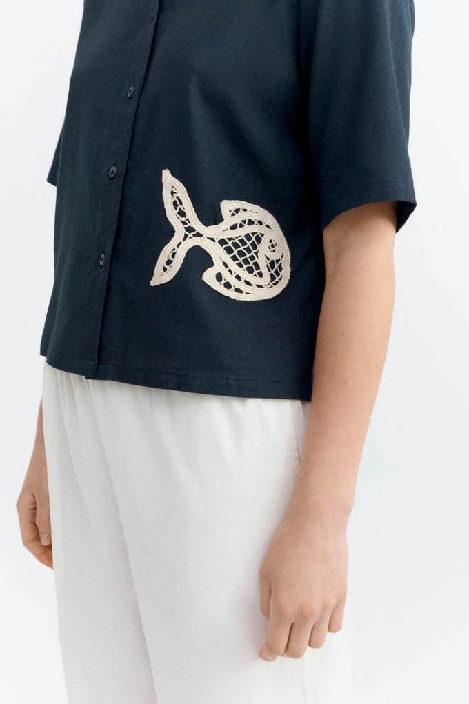 Fish patch ane blouse - navy from Brand Mission