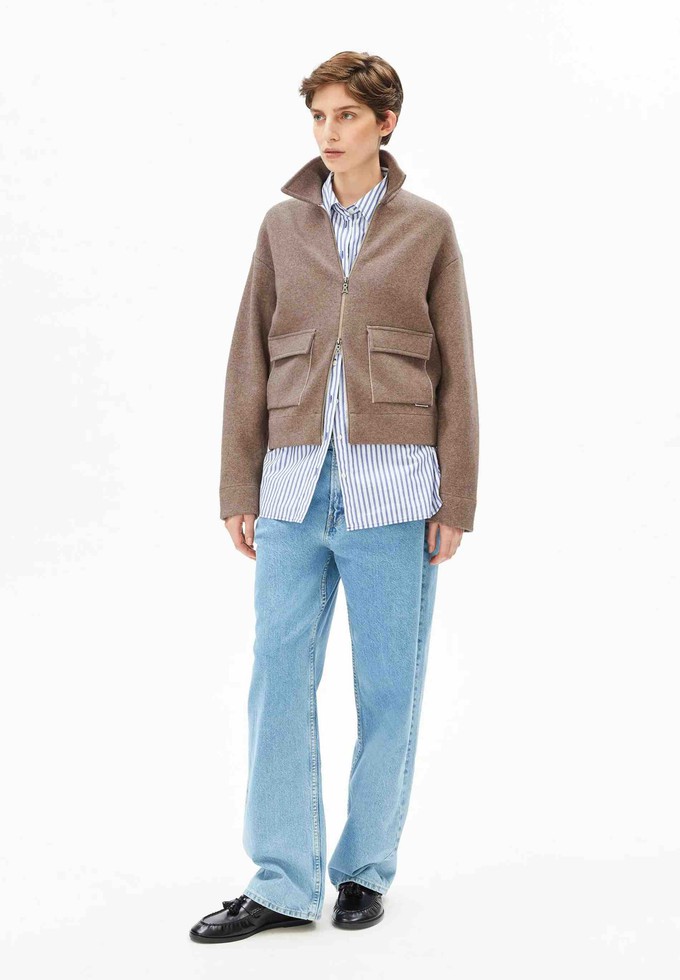 Short knit jacket - cinnamon duel melange from Brand Mission