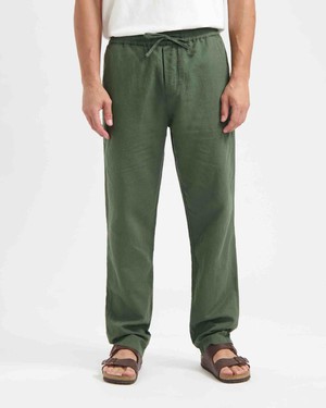 Tyler linnen pant - moss green from Brand Mission
