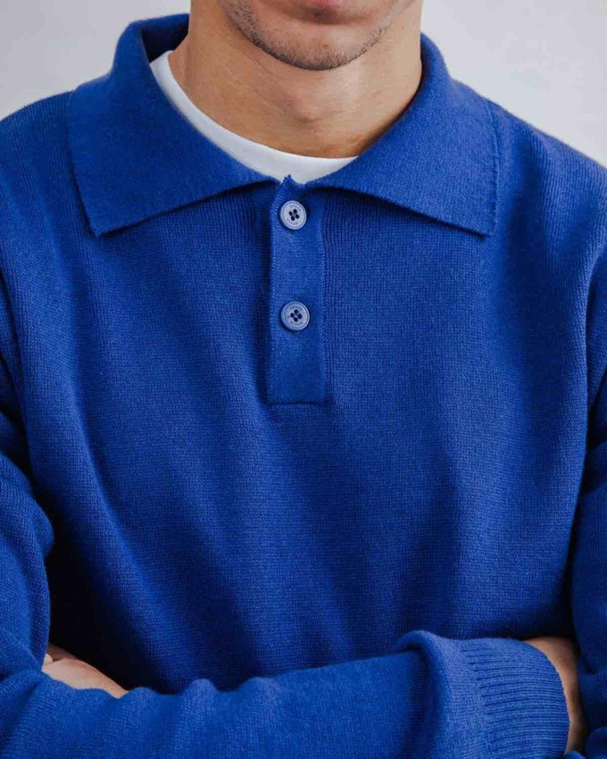 Knitted Polo - blue from Brand Mission