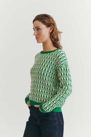 Minie trui - abundant green / white from Brand Mission