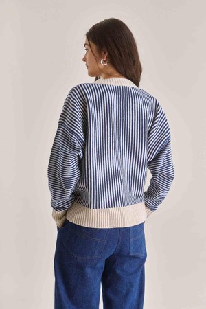 Zizi wool stripe jumper - navy from Brand Mission