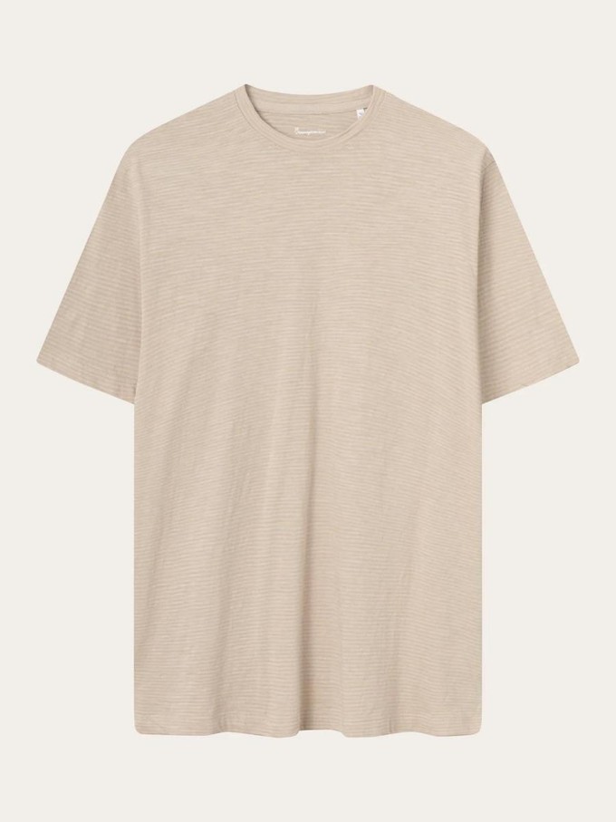 Narrow striped slub t-shirt - safari from Brand Mission