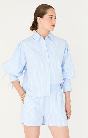 Himari blouse - sky blue stripe from Brand Mission