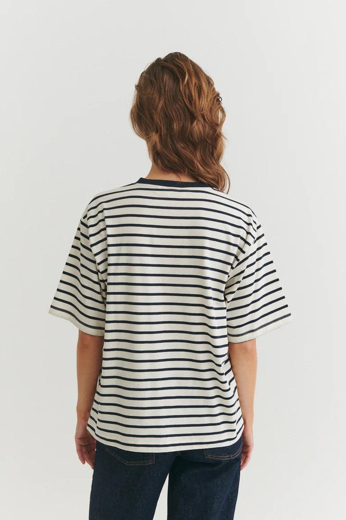 Raja top stripe - whisper white-sky captain from Brand Mission