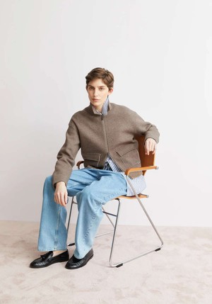 Short knit jacket - cinnamon duel melange from Brand Mission