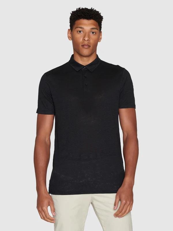 Linnen polo - black jet from Brand Mission