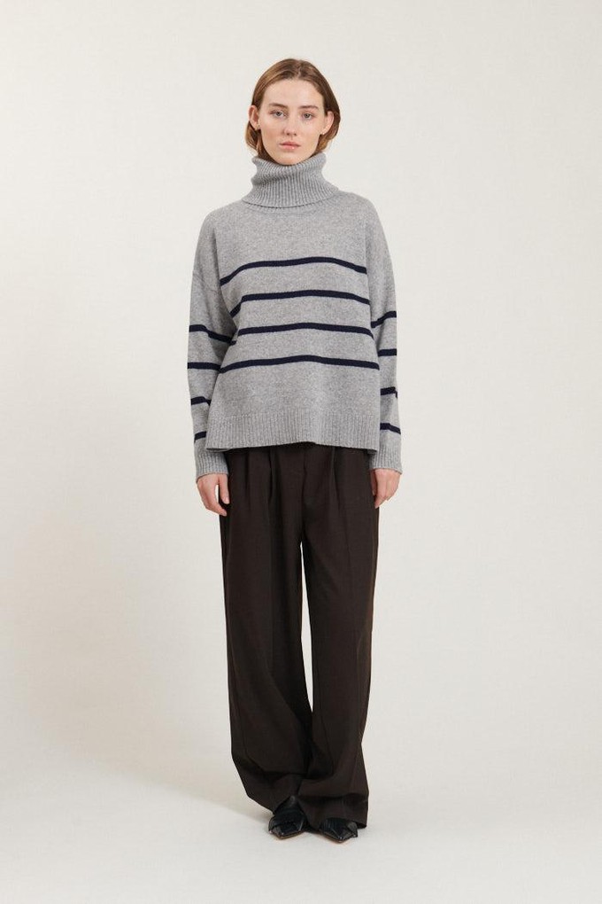 Lise striped trui- light grey mel./sky captain from Brand Mission