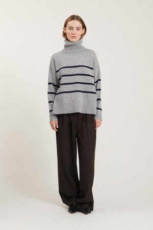 Lise striped trui- light grey mel./sky captain from Brand Mission