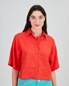 Boxy squared blouse - coral via Brand Mission