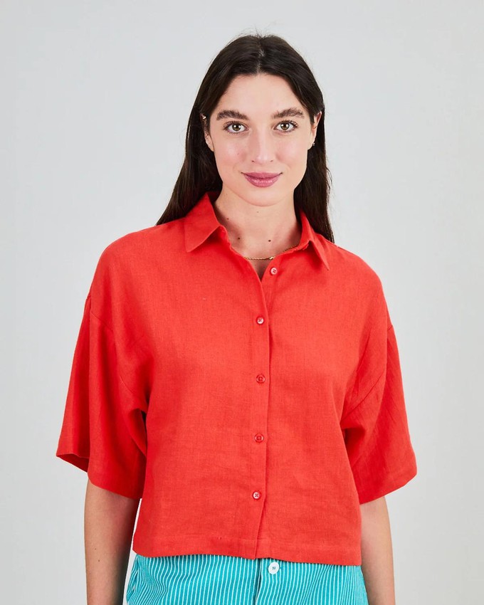 Boxy squared blouse - coral from Brand Mission