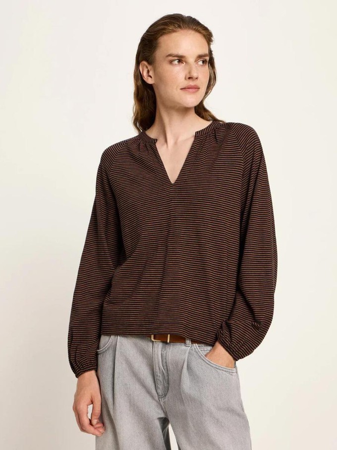 Gestreepte blouse top  - black cinnamon from Brand Mission