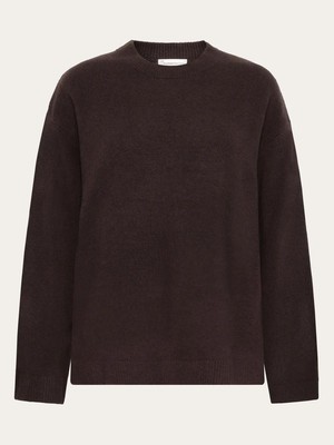 Crewneck lamswol trui - chocolate from Brand Mission