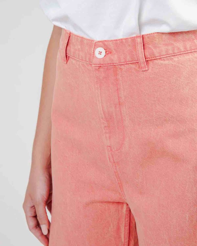Washed denim straight leg pants - pink from Brand Mission