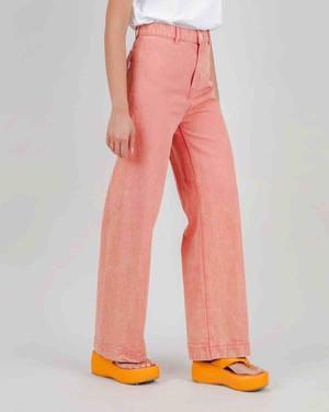 Washed denim straight leg pants - pink from Brand Mission