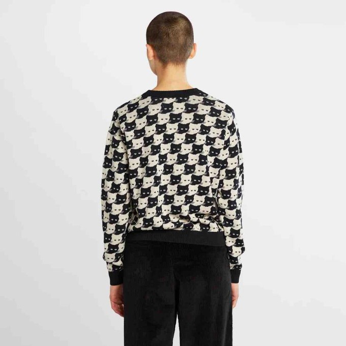 Arendal pepita cats sweater - oat white from Brand Mission