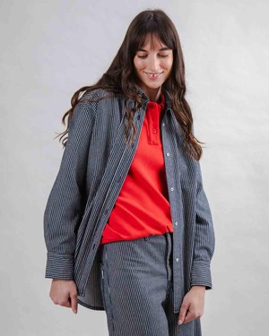 Striped denim long overshirt from Brand Mission