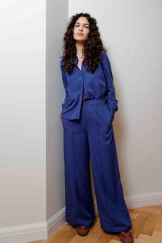 Marie palazzo broek - dark navy via Brand Mission