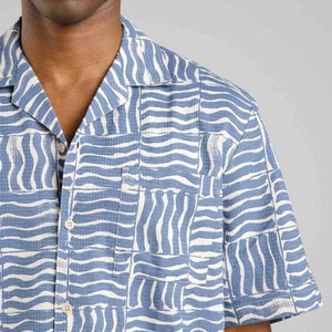 Marstrand shirt - wave tiles blue from Brand Mission