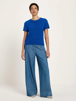 Bouclé top korte mouw - lapis from Brand Mission