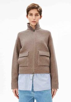 Short knit jacket - cinnamon duel melange via Brand Mission