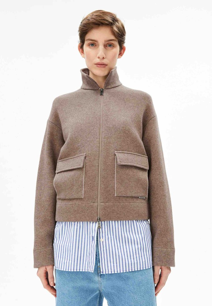 Short knit jacket - cinnamon duel melange from Brand Mission