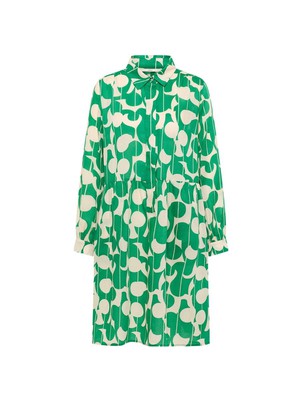 Overhemdblouse jurk - graphic dots green from Brand Mission