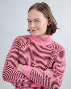 Bicolor Wool Cropped Sweater Pink via Brava Fabrics