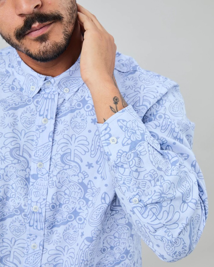 Asis Percales Crocodylus Regular Shirt Blue from Brava Fabrics