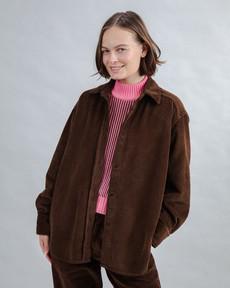 Corduroy Long Overshirt Chocolate via Brava Fabrics