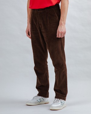Corduroy Pleated Chino Pants Chocolate from Brava Fabrics