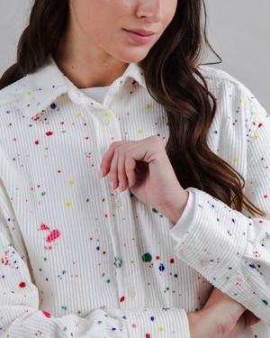 Splash Paint Corduroy Long Overshirt from Brava Fabrics