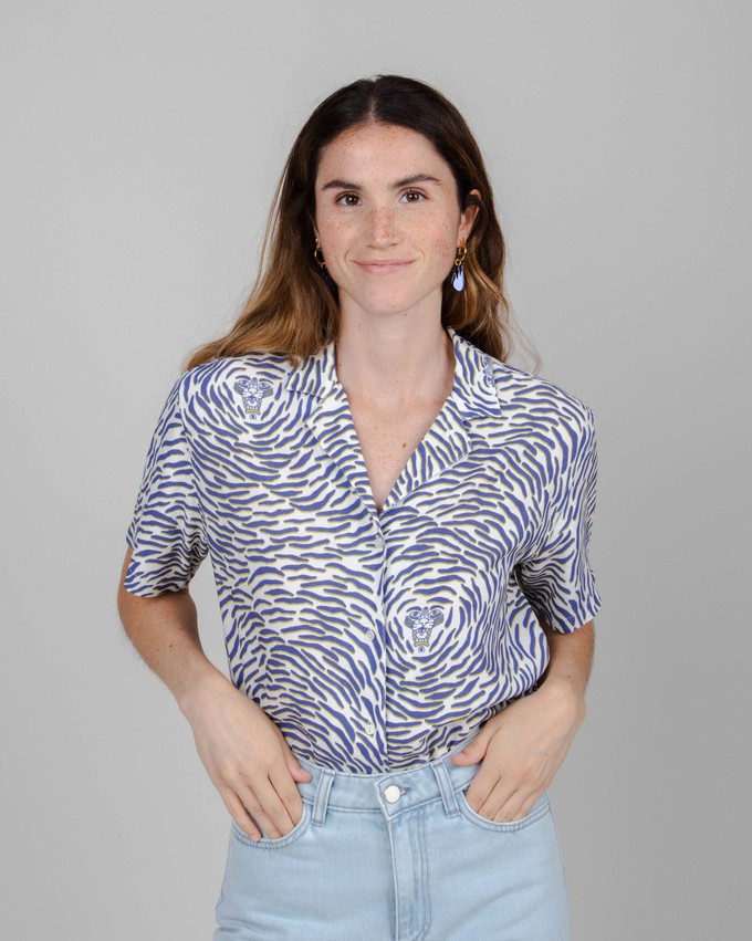 Asis Percales Tiger Aloha Blouse White from Brava Fabrics