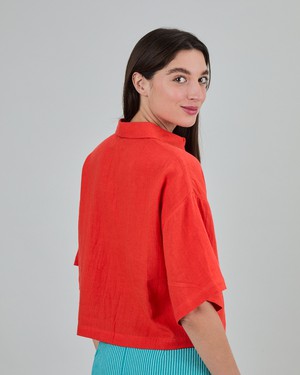 Boxy Squared Blouse Coral from Brava Fabrics