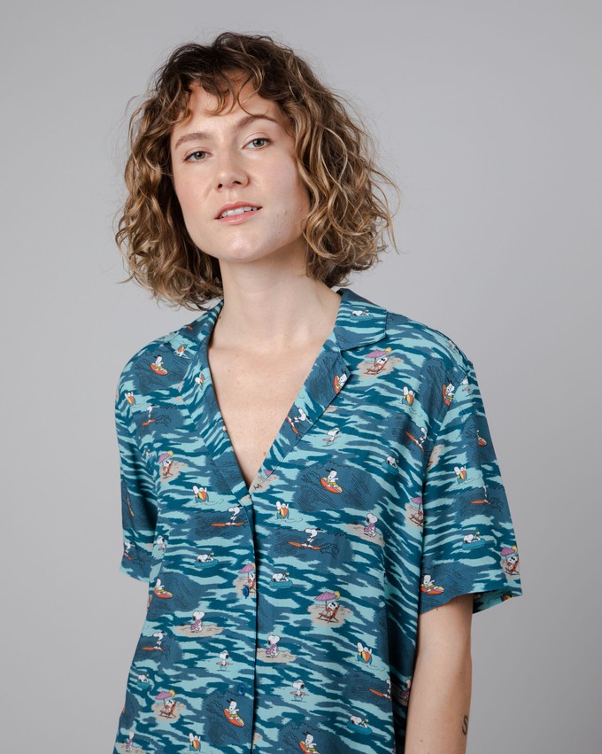 Peanuts Coast Aloha Blouse Blue from Brava Fabrics