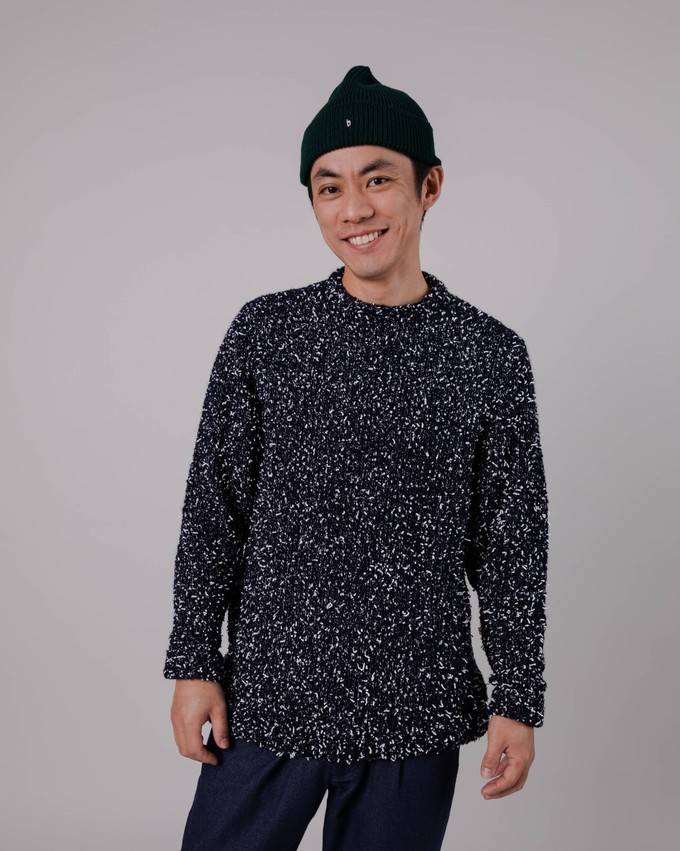 Two Tones Wool Sweater Navy from Brava Fabrics