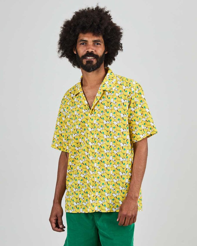 Peanuts Donuts Aloha Shirt Yellow from Brava Fabrics