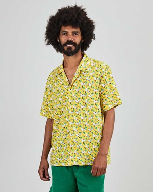 Peanuts Donuts Aloha Shirt Yellow from Brava Fabrics