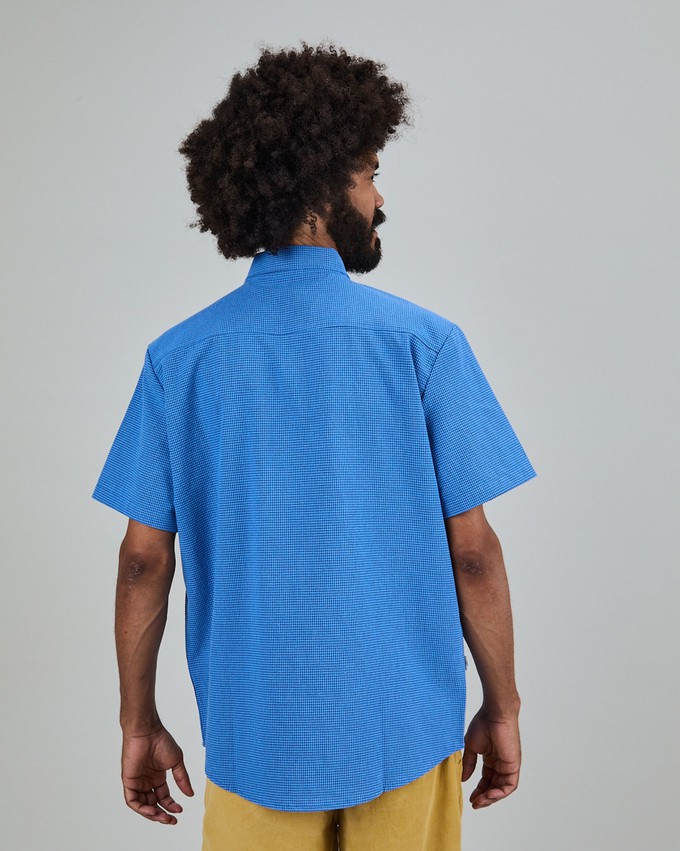 Asis Percales Daisy Checks Boxy Shirt Blue from Brava Fabrics