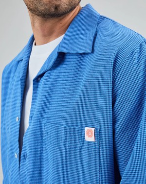 Asis Percales Daisy Checks Oversize Shirt Blue from Brava Fabrics