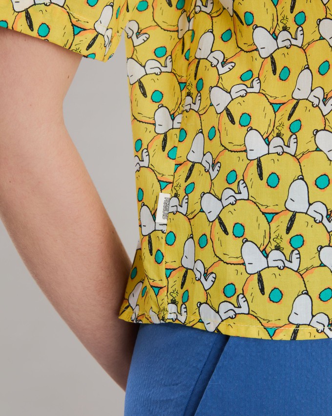 Peanuts Donuts Oversize Cropped Blouse Yellow from Brava Fabrics