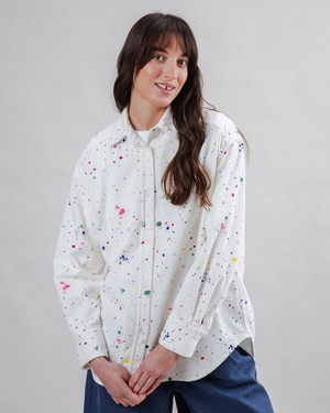 Splash Paint Corduroy Long Overshirt from Brava Fabrics