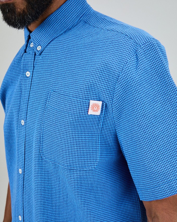 Asis Percales Daisy Checks Boxy Shirt Blue from Brava Fabrics